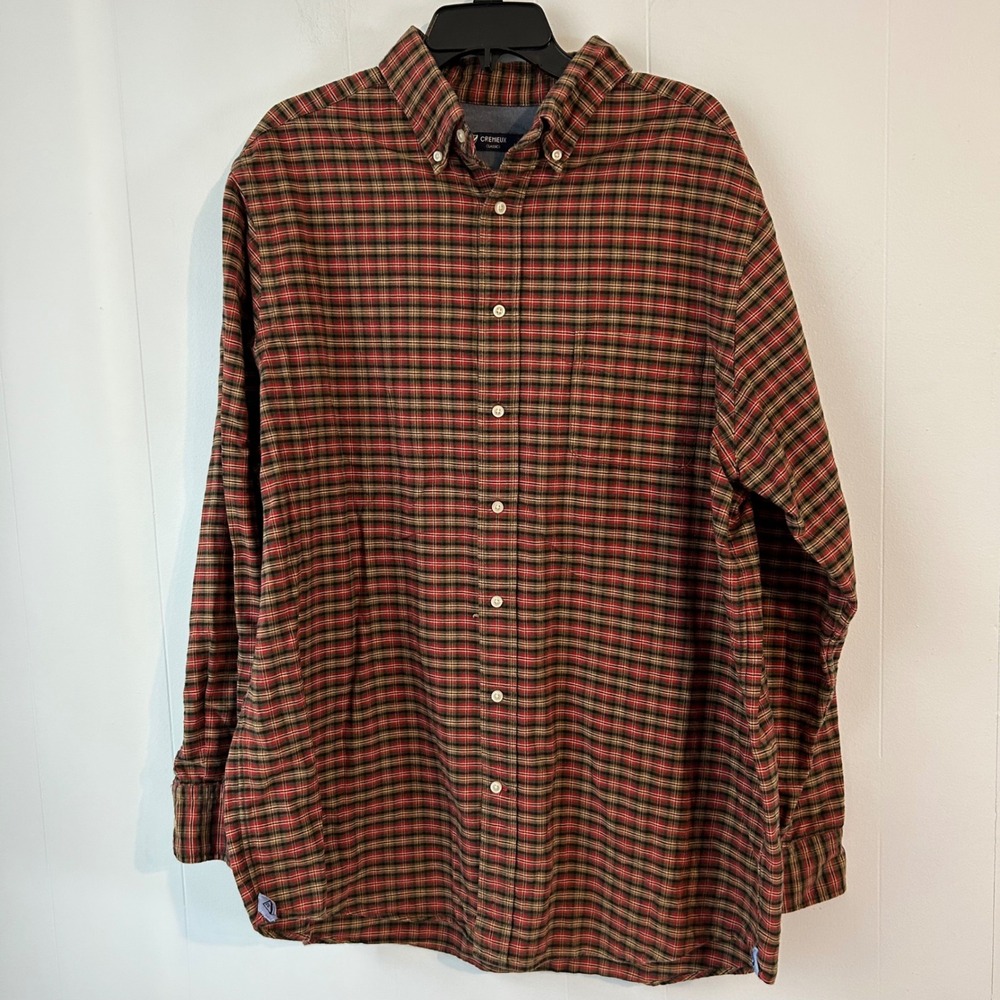 CREMIEUX CLASSICS Mens 2X Tall Plaid Long Sleeve Button Down Shirt Red Brown Gre